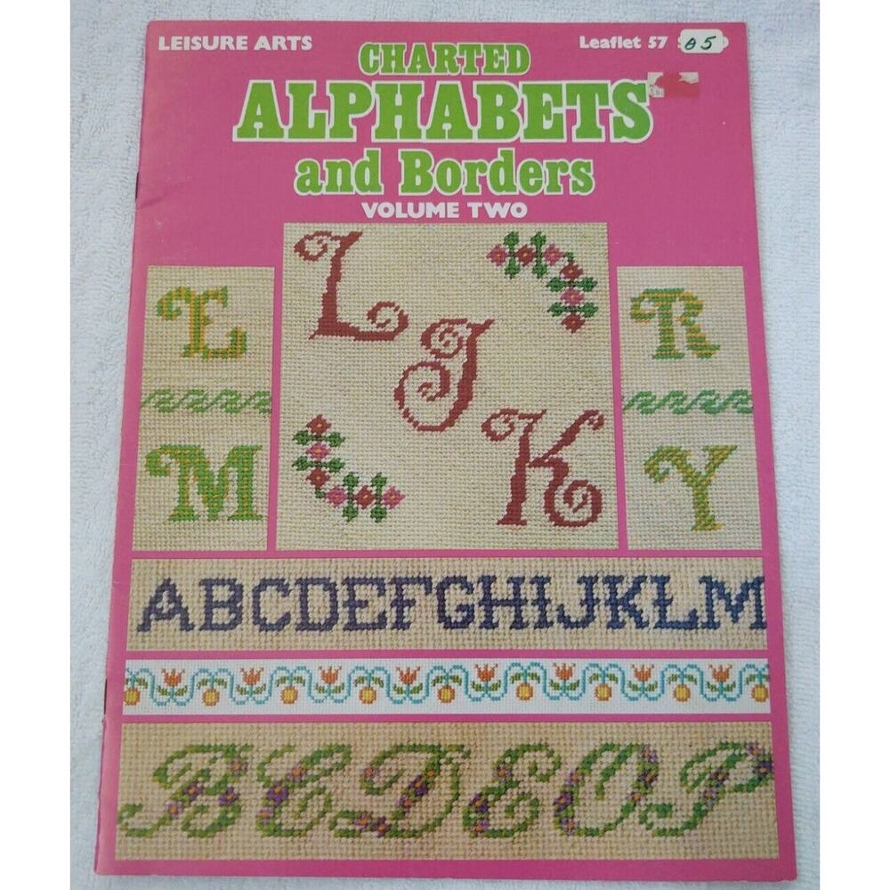 Leisure Arts Charted Alphabets and Borders Cross Stitch Patterns Flowers